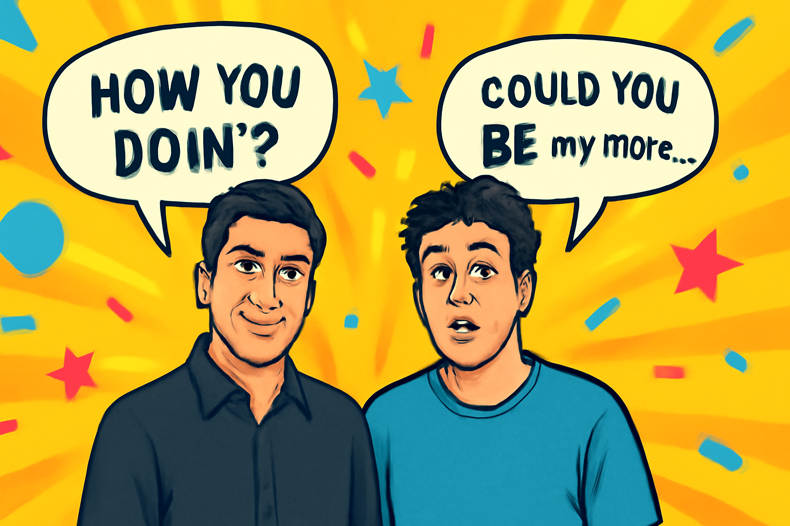 Iconic sitcom catchphrases illustration