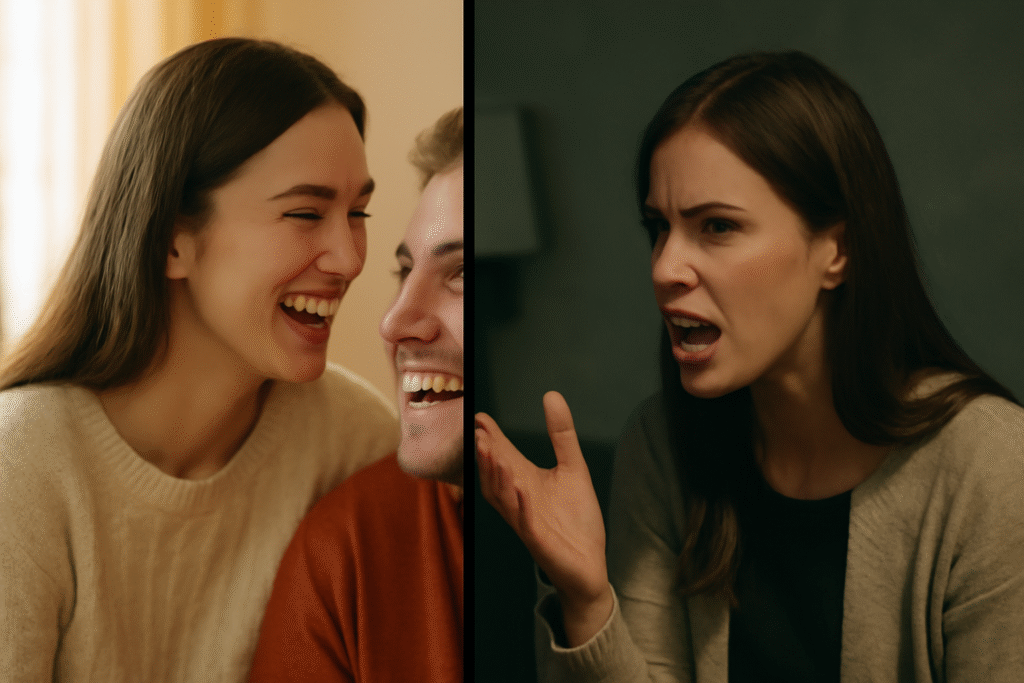 Couple's contrasting emotional moments