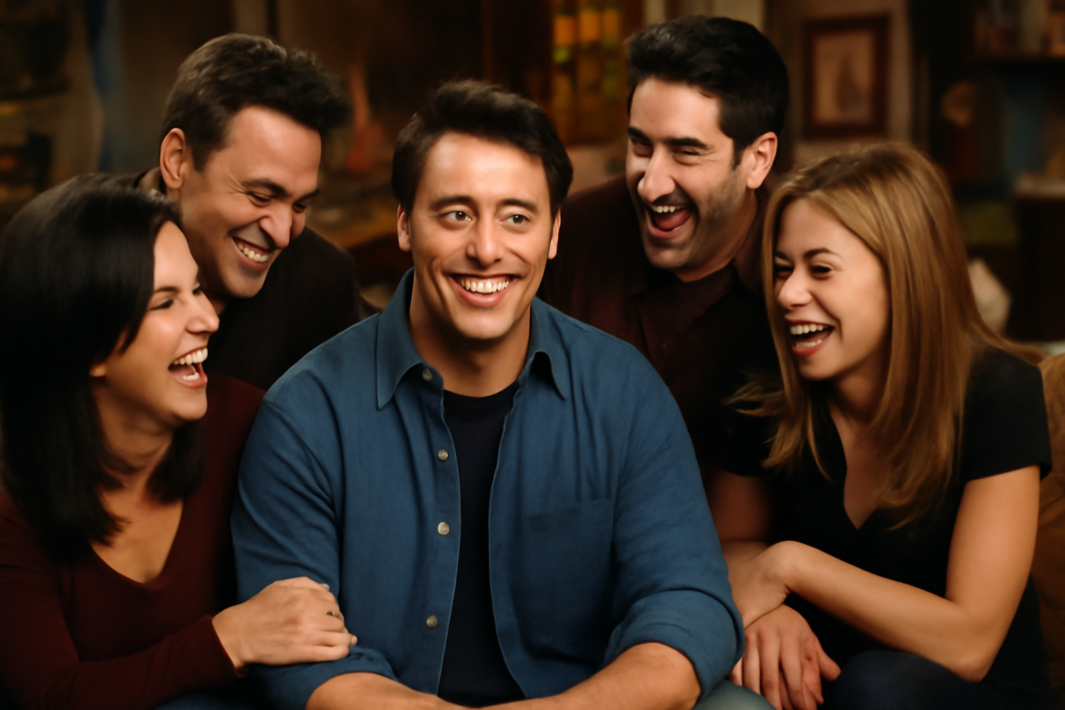 Friends laughing together moment