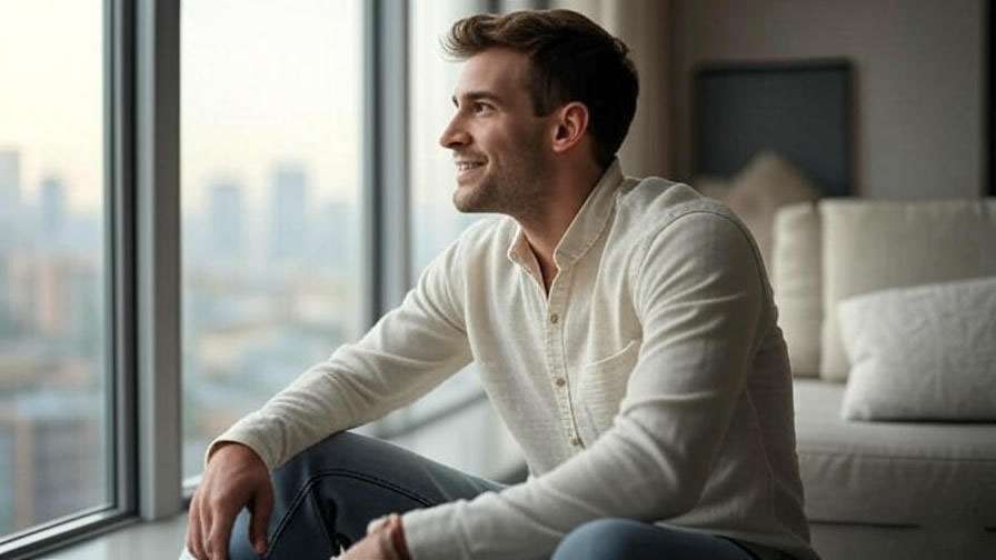  Man relaxing by window