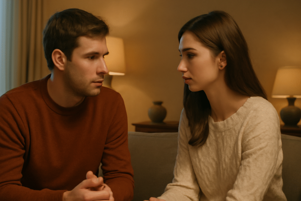 Couple having serious conversation