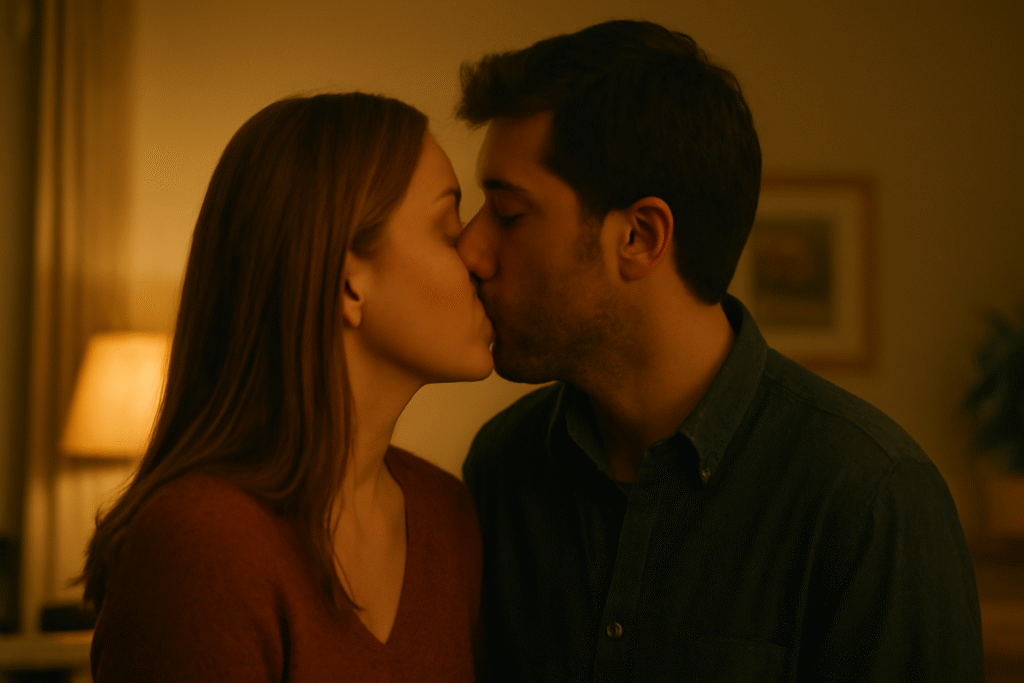 Couple sharing romantic kiss
