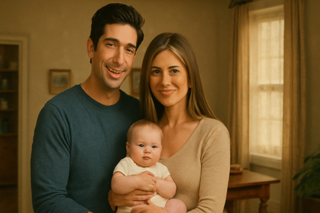 Smiling family with baby