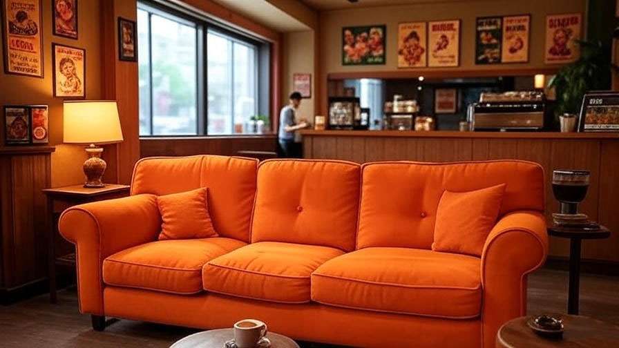 Cozy orange sofa cafe 