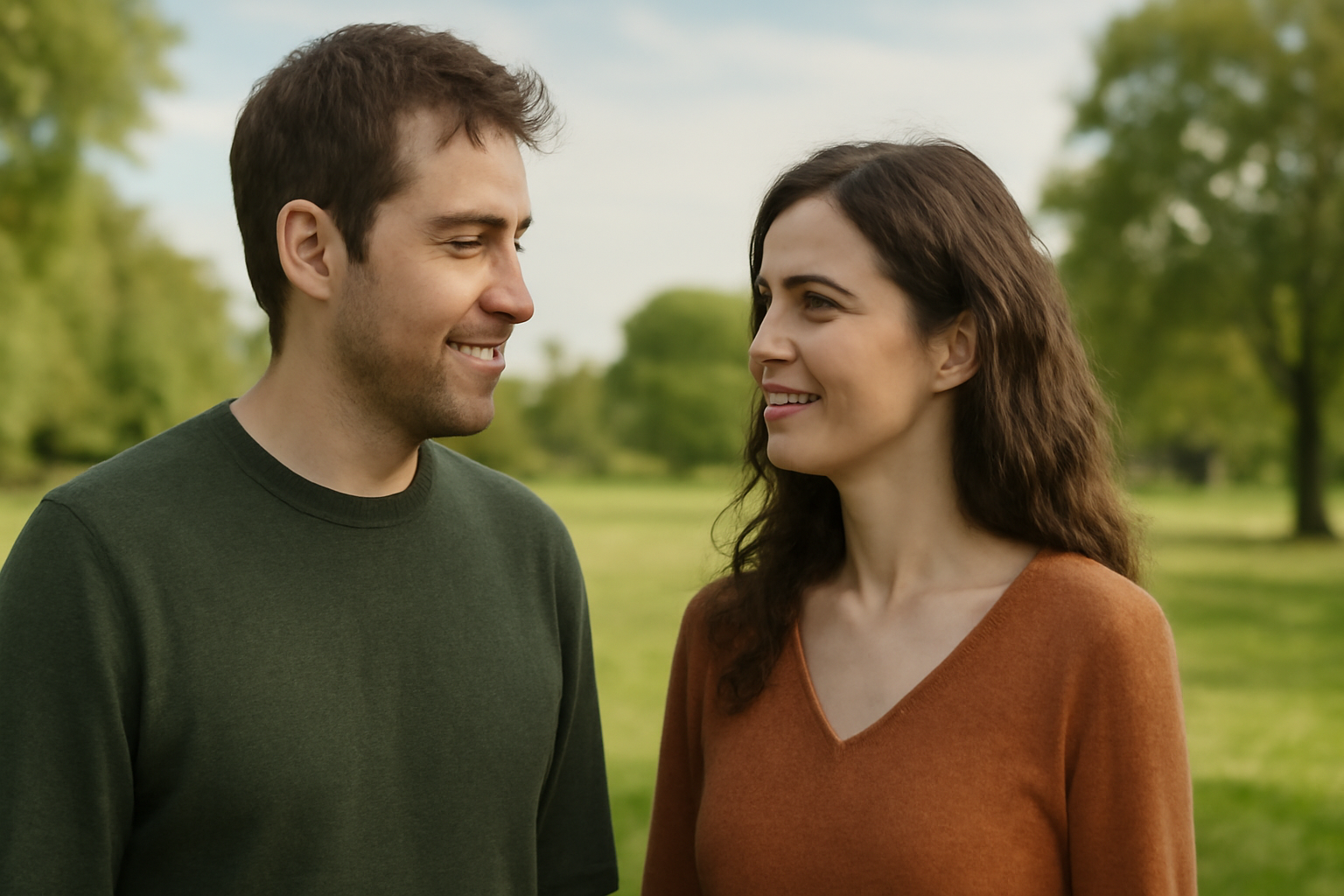Couple smiling at each other