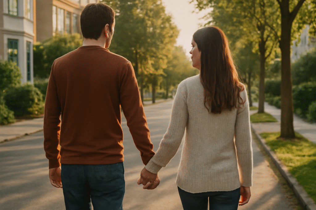 Couple walking hand in hand