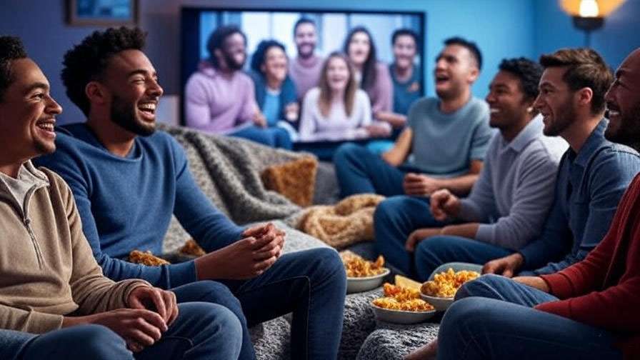 Friends enjoying movie night
