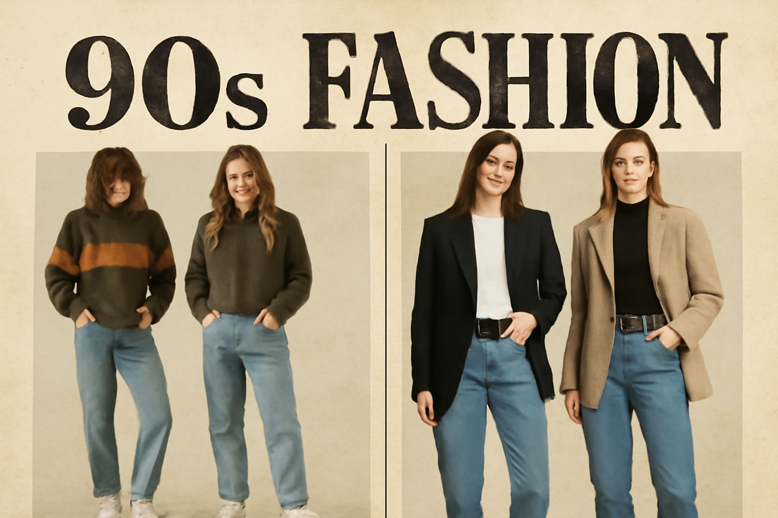 '90s fashion: casual and structured.