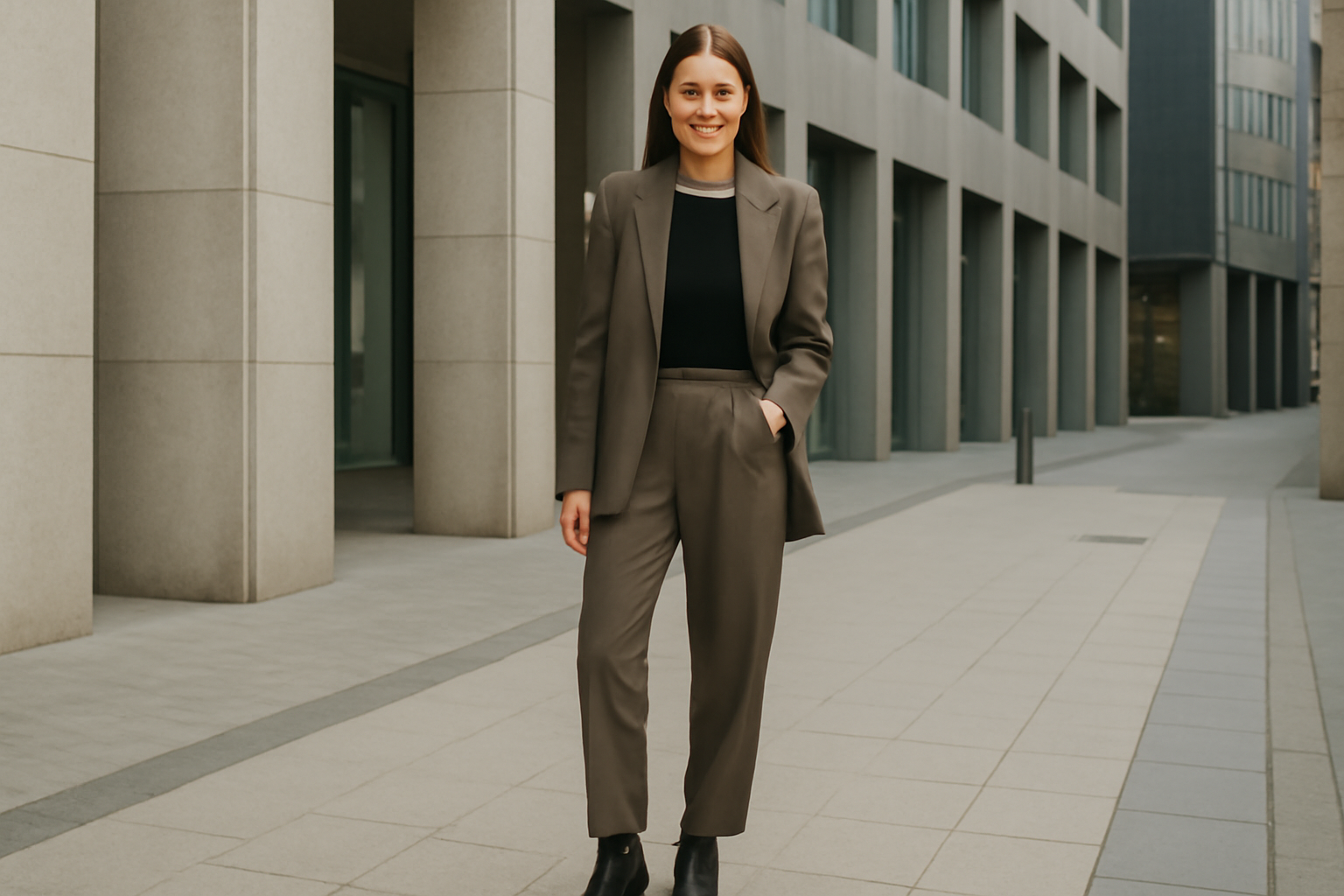 Woman in stylish business suit.