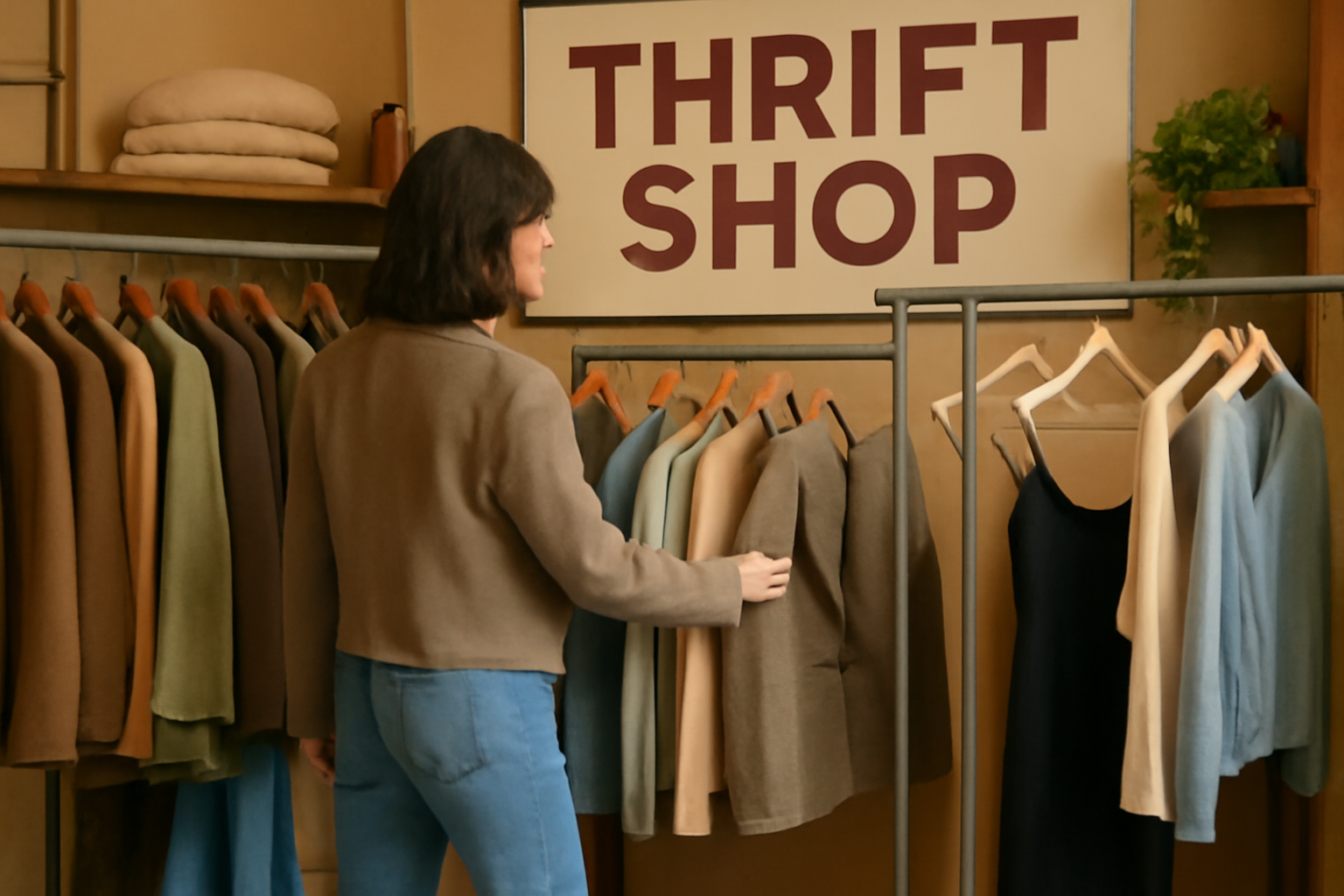 "Thrift shop vintage browsing" 