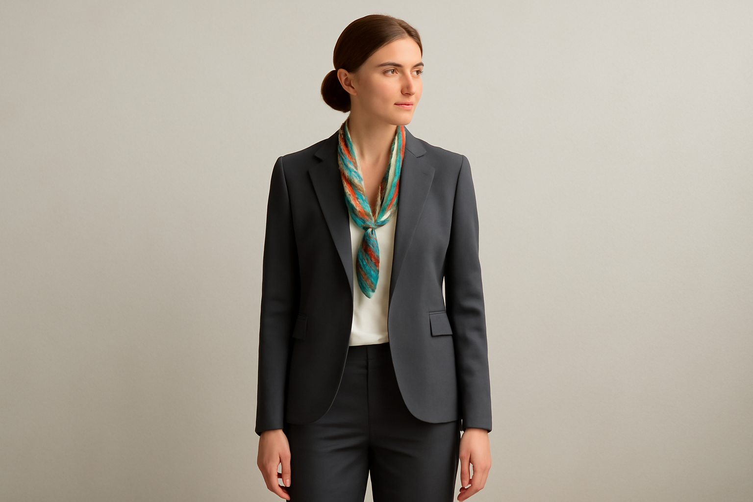 Businesswoman with colorful scarf 