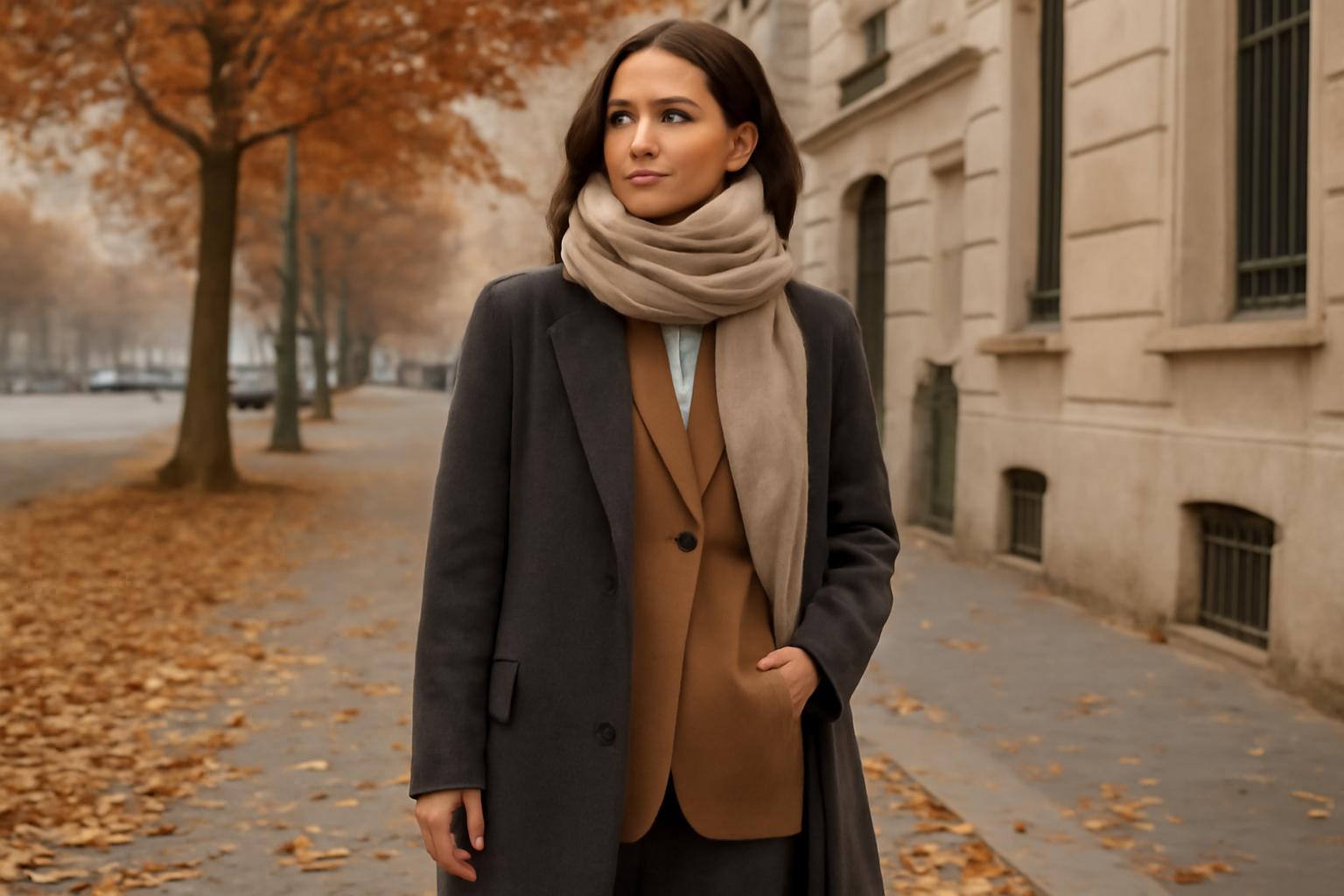 Autumn fashion with scarf. 