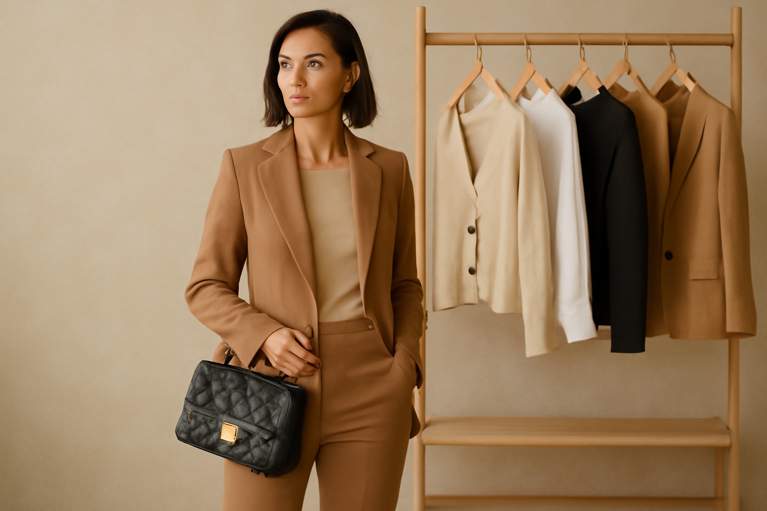Stylish woman with clothing. 