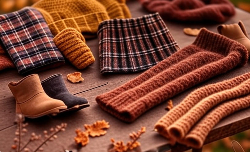 Cozy fall fashion display.