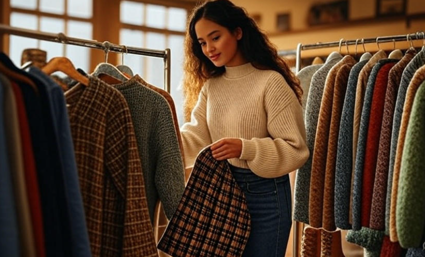 Sustainable thrift store shopping.