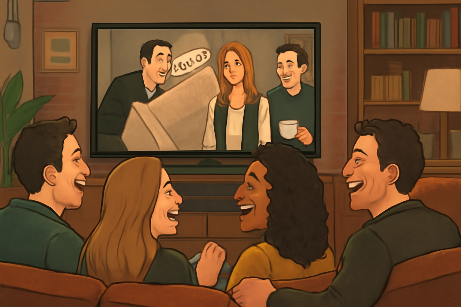 Friends Watching TV Together