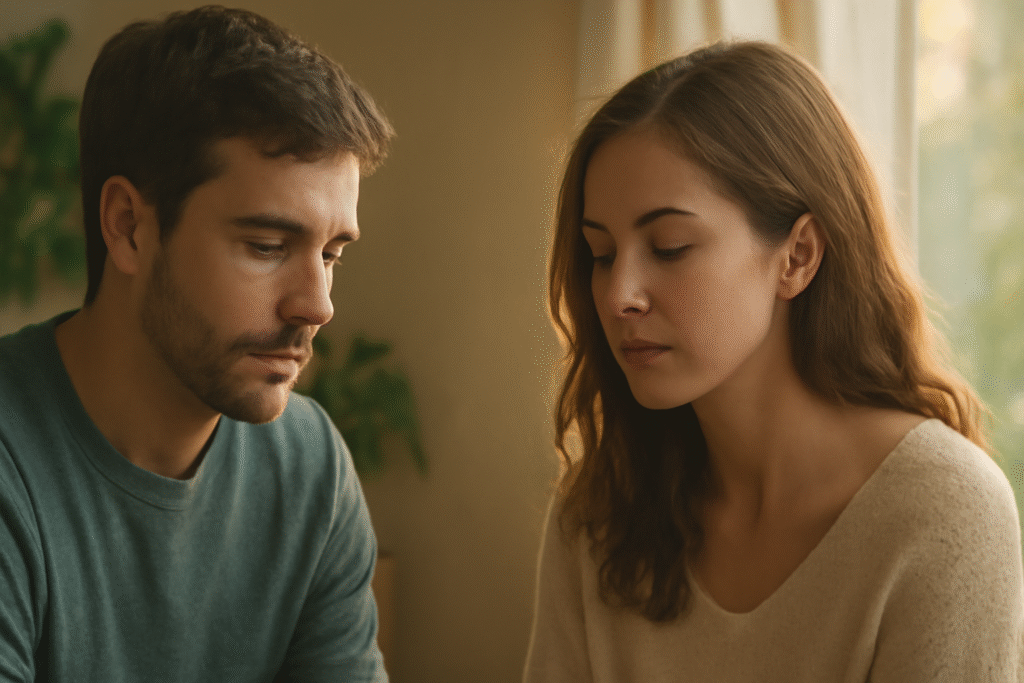 Couple discussing at home