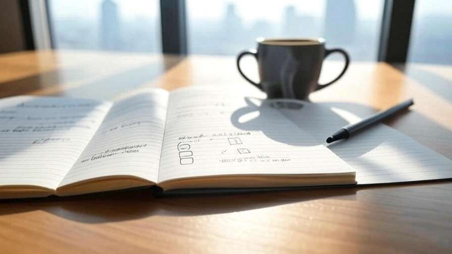Notebook coffee city view 