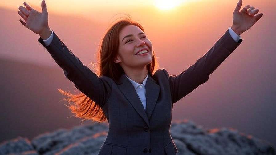 Joyful Businesswoman at Sunset 