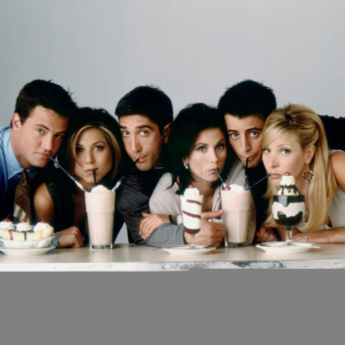 Friends cast sharing milkshakes together