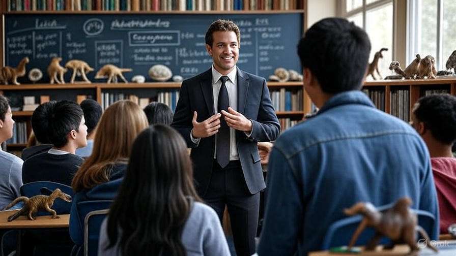 Teacher lecturing students classroom.
