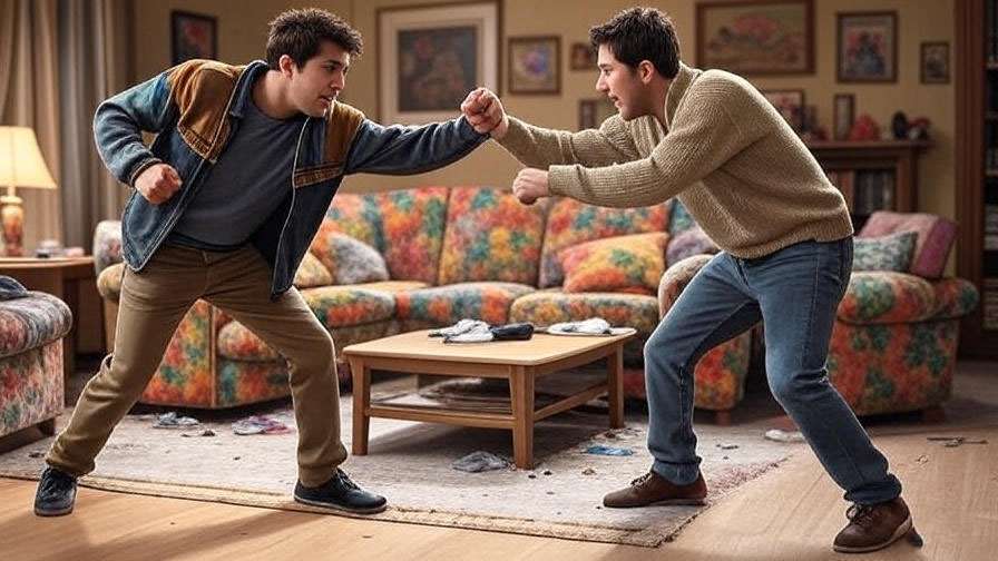 Joey and Chandler humorously fighting over a chair in Friends Season 3 Episode 2.