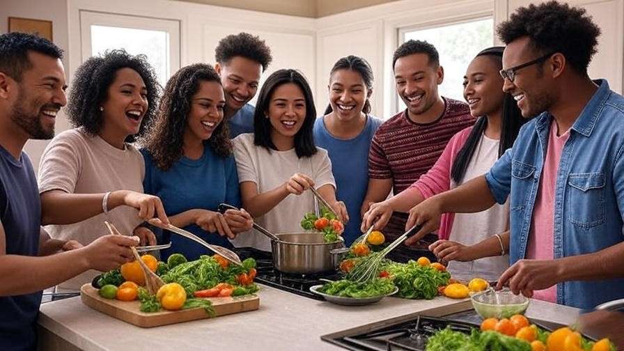 Friends cooking together in a kitchen, showcasing support and camaraderie during life’s challenges