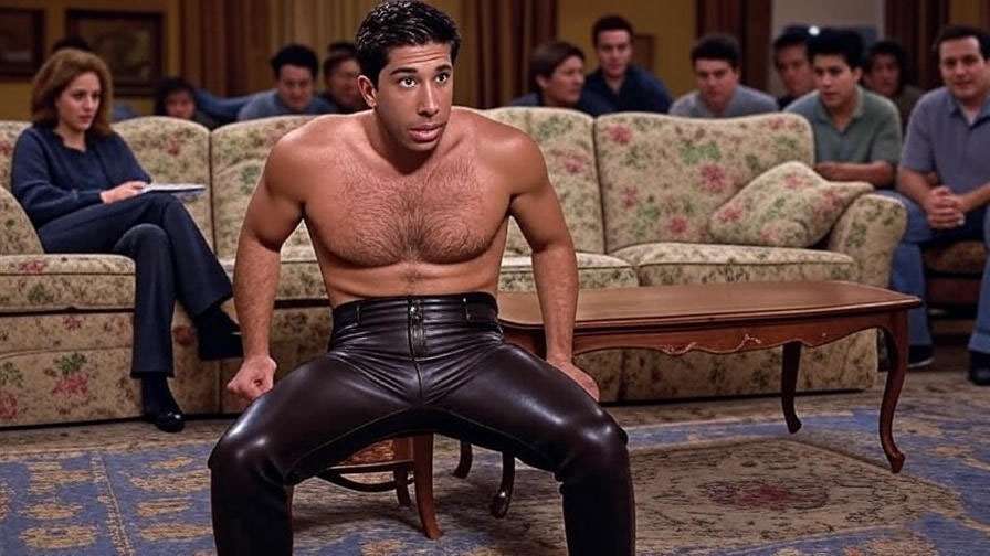 Ross Geller in leather pants from Friends’ humorous age-related scene