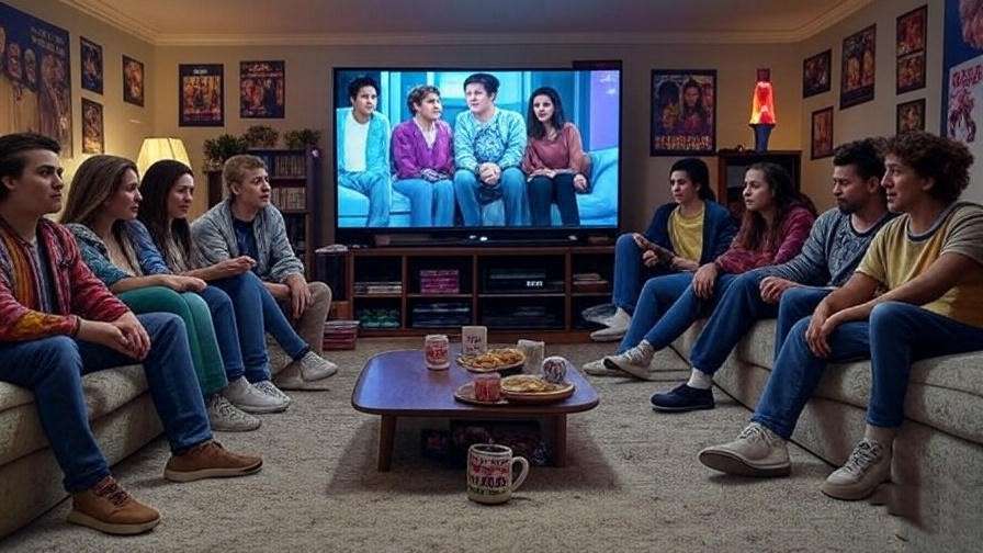 Friends Series 10 watch party with merchandise and snacks, nostalgic modern gathering