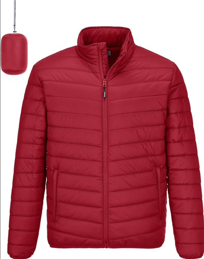 Outdoor Ventures Men's Lightweight Packable Puffer Winter Jacket Insulated Puffy Coat for Snow Ski Hiking Travel 