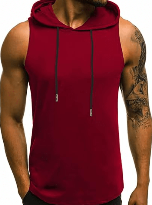 Babioboa Men's Workout Hooded Tank Tops Sleeveless Gym Hoodies Bodybuilding Muscle Shirts 