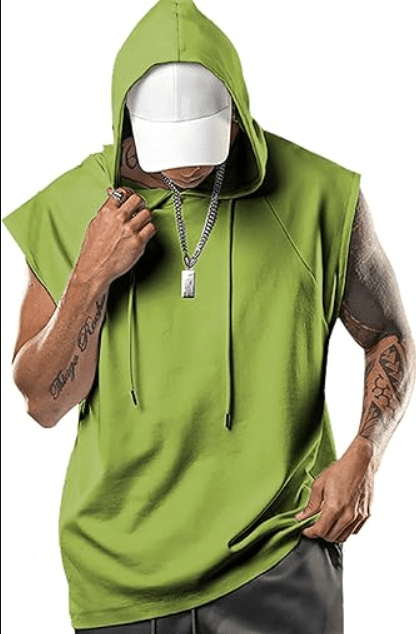 Men's Workout Hooded Tank Tops Bodybuilding Muscle Cut Off T Shirt Sleeveless Gym Hoodies 