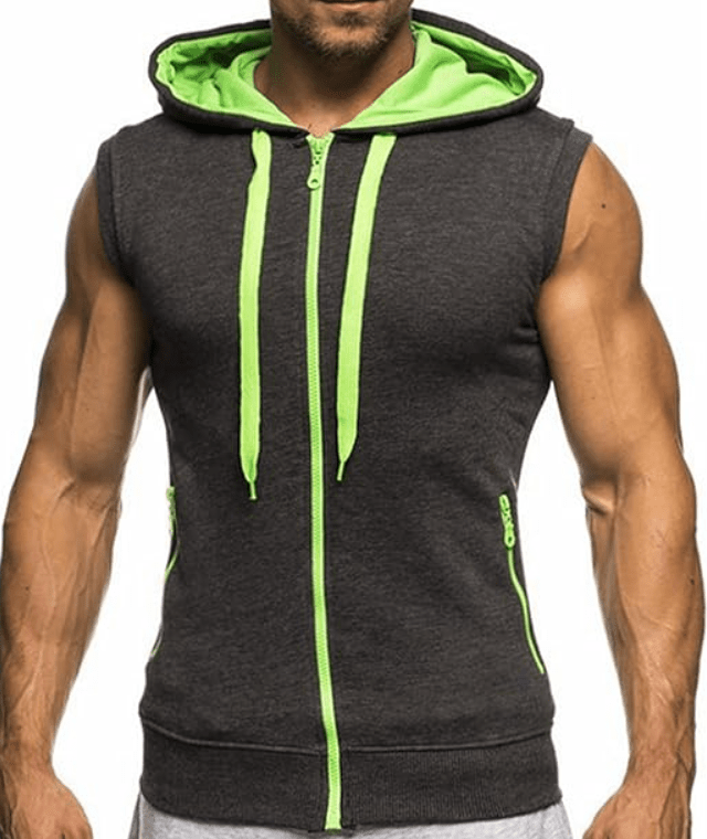 LemonGirl Men's Bodybuilding Sleeveless Hoodie Gym Tank Top 