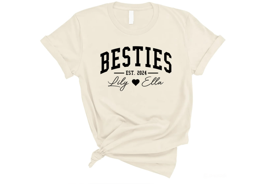 Passion Wear Personalized Besties Shirt - Best Friends Shirt - Custom BFF Tee Shirts - Bestie Shirts - Friends Shirts For Women - Matching Shirts For...