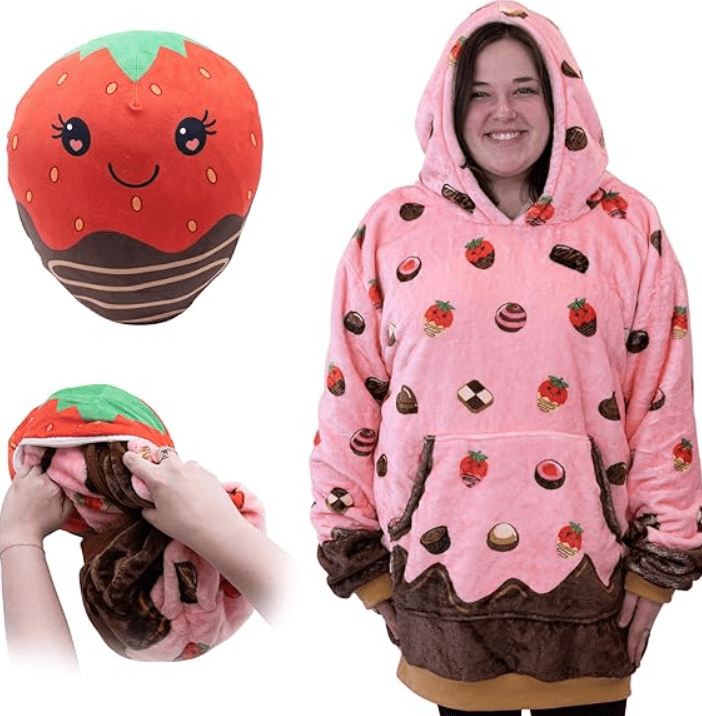 Plushible Wearable Blanket Hoodie, 2-in-1 Oversized Hoodie Blanket Pillow, Long Sleeve Sweatshirt Pocket, Cozy Holiday Gift 
