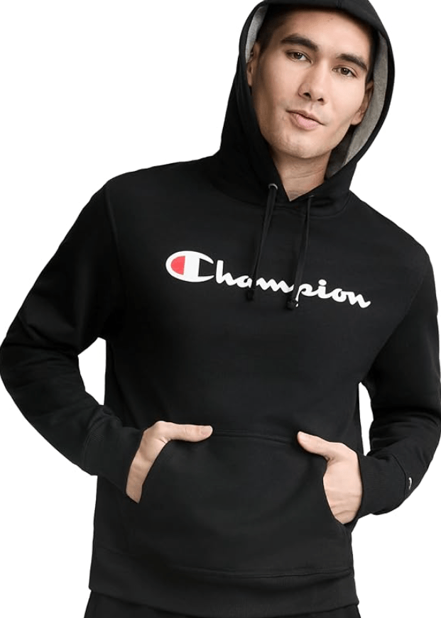 Champion Men's Fleece Script Logo Hoodie (Reg. Or Big & Tall)