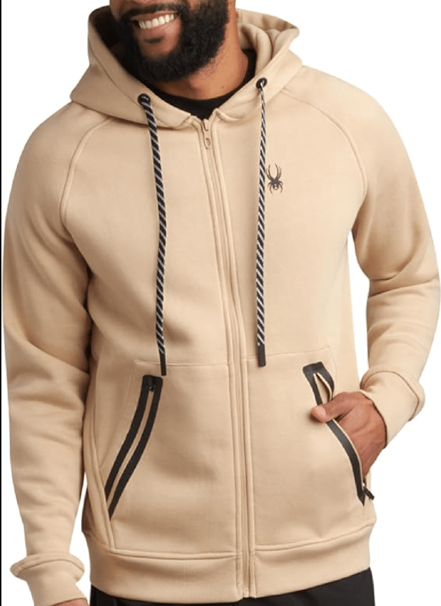 Spyder Mens Zip Up Hoodie - UPF30+ Super Soft Fleece Sweatshirt, Warm Athletic Hoodies for Men with Secure Zip Pockets (S-XL)