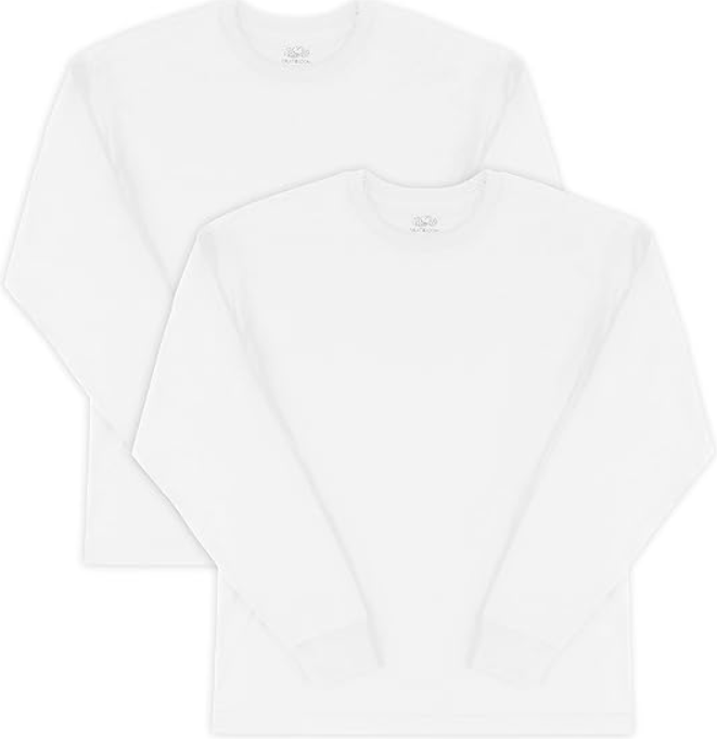 Fruit of the Loom Men's Eversoft Cotton Long Sleeve T Shirts, Breathable & Moisture Wicking with Odor Control