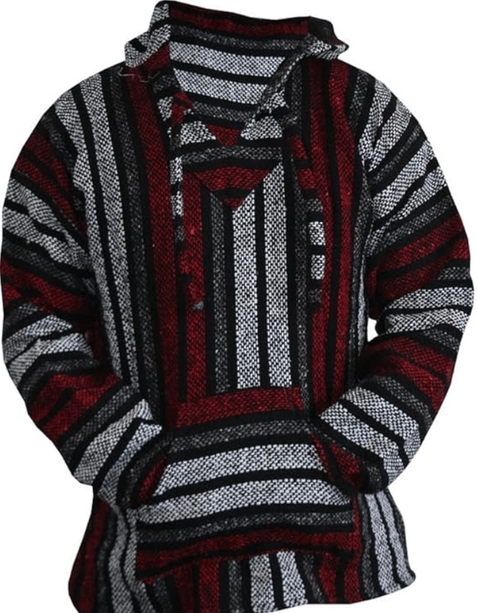 Del Mex Mexican Baja Hoodie Hippie Surf Poncho Sweater Sweatshirt Pullover Jerga