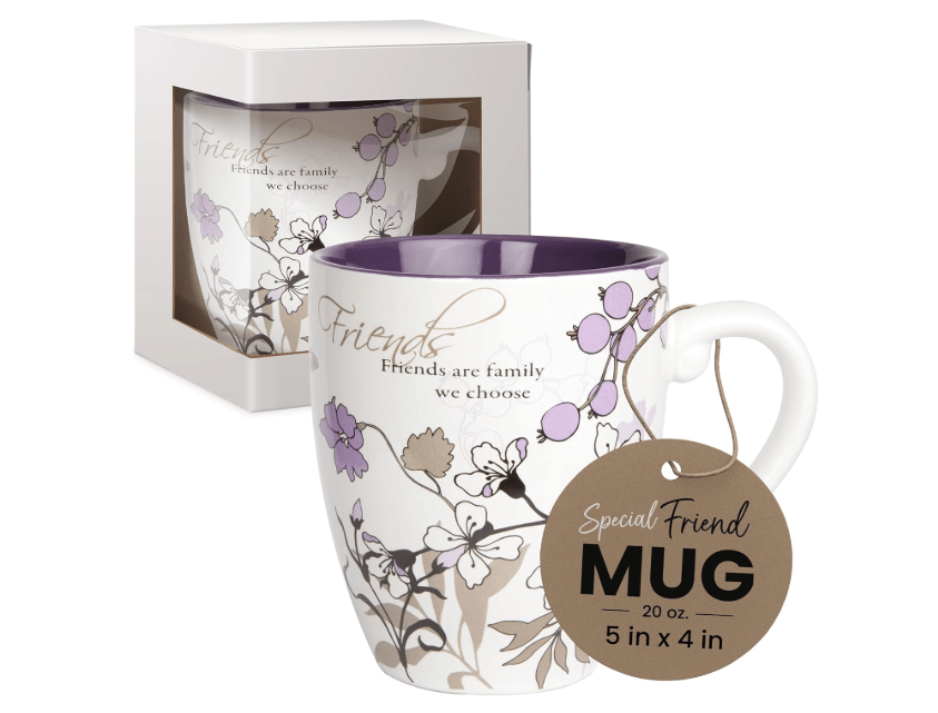 Pavilion Gift Company - Friend Coffee Mug - Mark My Words Friend Mug with "Friends Are Family We Choose" Design - Ceramic Coffee Cup for Friends