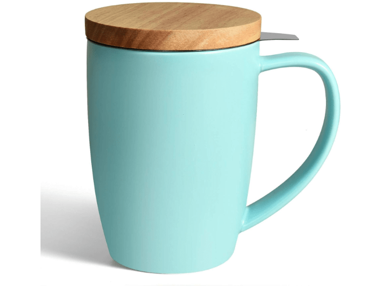 COYMOS Ceramic Tea Mug with Infuser and Lid, 16oz Loose Leaf Tea Cup Large Handle Teaware Mug, Tea Lover Gifts for Women and Man