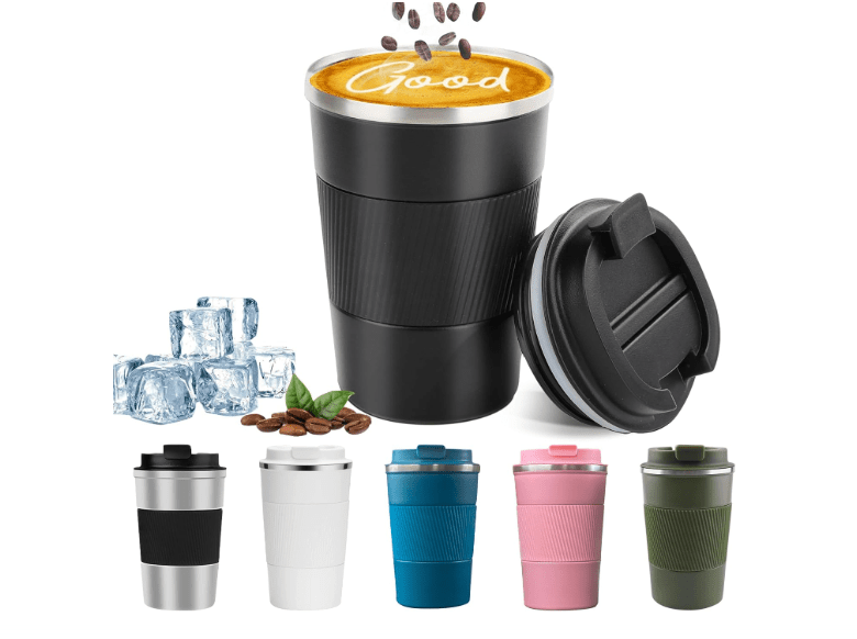 YINBAOGE Insulated Travel Coffee Mug Spill Proof Leak Proof Pobtable To Go Camping Stainless Steel Coffee Tumbler Reusable Coffee Cups with Lids Thermos