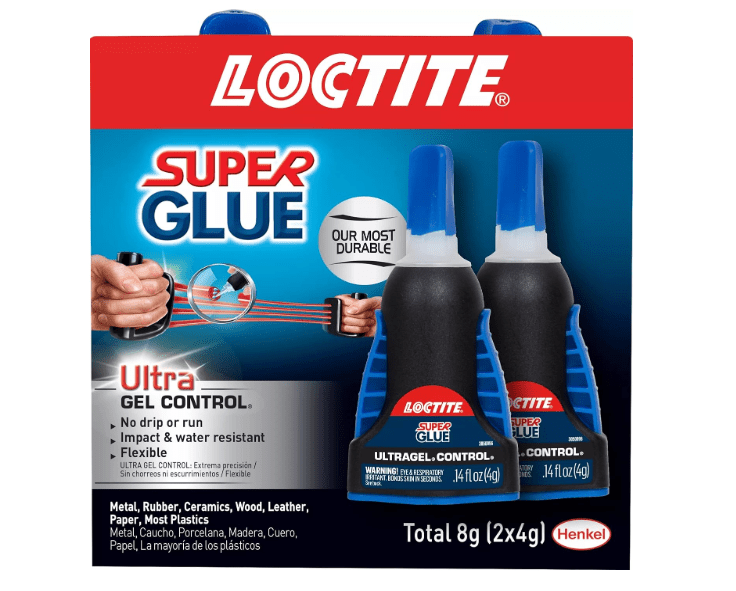  Loctite Super Glue Ultra Gel Control, Clear, 0.14 fl oz Bottle, 2 Pack - Superglue for Plastic, Wood, Metal, Crafts & Repair, Cyanoacrylate Adhesive