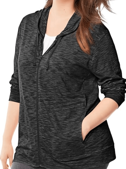 Just My Size Women`s Plus-Size Slub Jersey Full-Zip Hoodie, J346, 1X 
