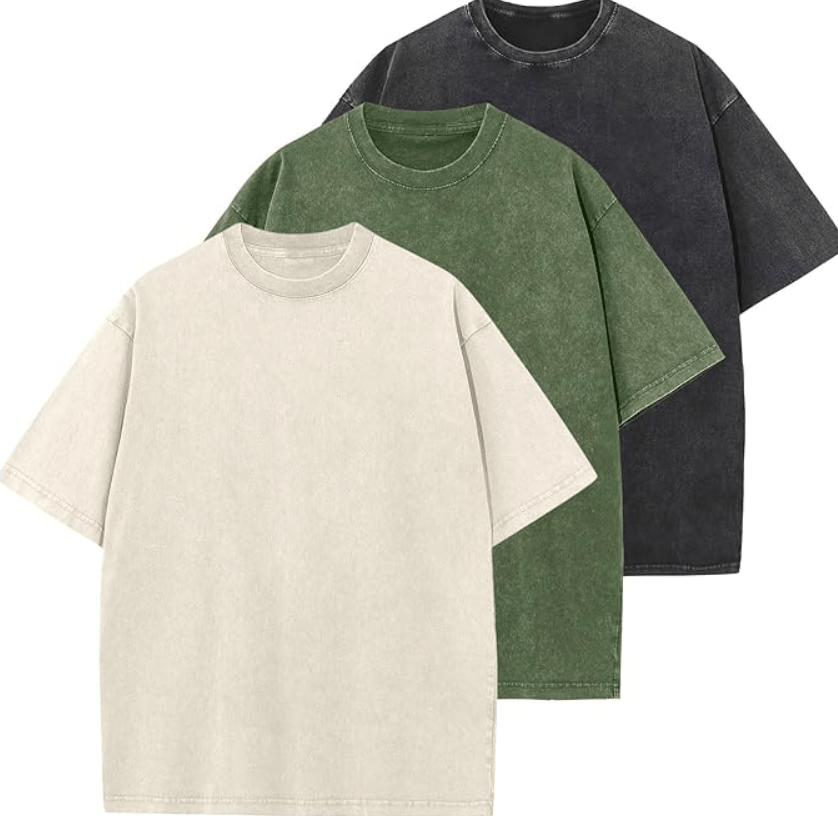 Men's Cotton T-Shirts Oversized Unisex Short Sleeves Casual Loose Wash Solid Basic Tee Tops 