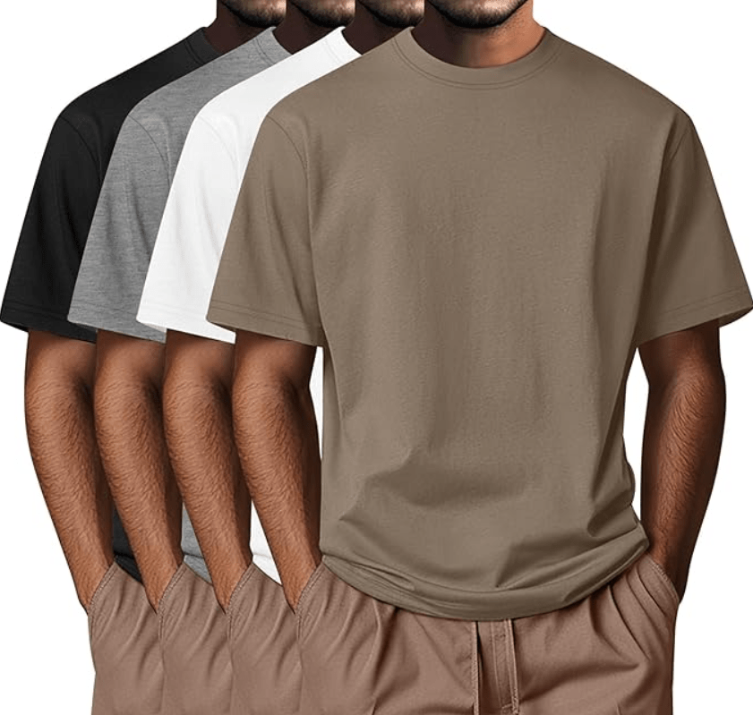 Neer 4 Pack Men's Big and Tall Shirts Summer Cotton Short Sleeve Tee Crew Neck Casual Top Basic Oversize T Shirts 
