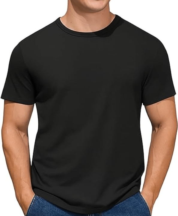 Men’s 100% Cotton T-Shirt, Crew Neck Soft Premium Regular Fit Tees, Short Sleeve Tees for Men Black T Shirts 