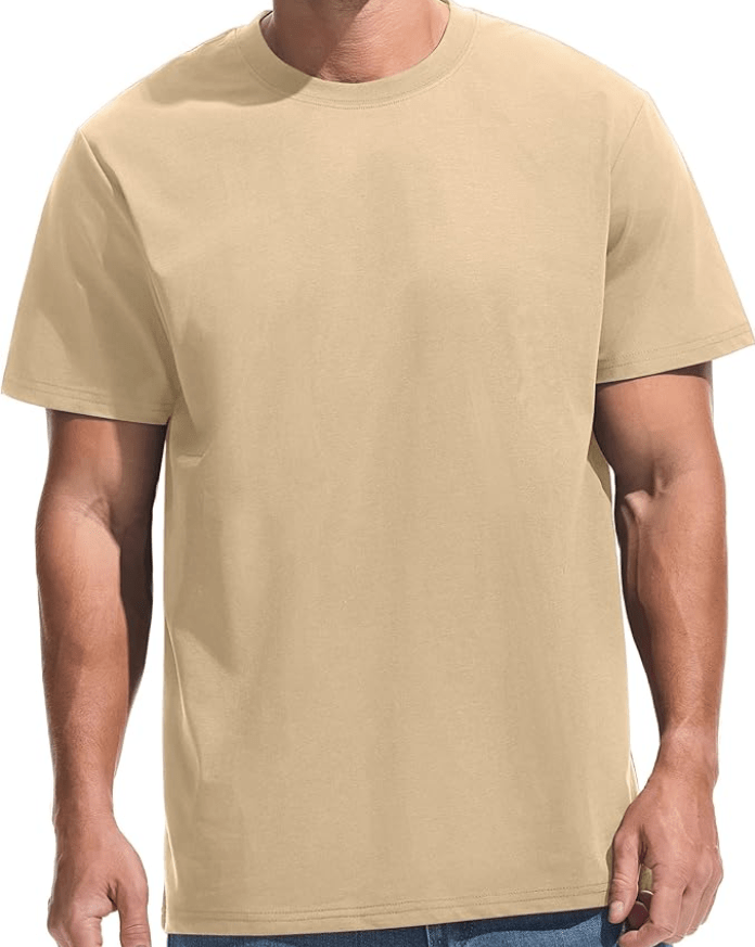 VEIISAR Men's Midweight Crew Neck T-Shirt - 210GSM Soft Cotton Blend, Regular Fit for Cooling Comfort
