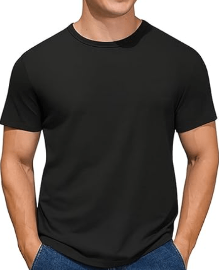 Men’s 100% Cotton T-Shirt, Crew Neck Soft Premium Regular Fit Tees, Short Sleeve Tees for Men Black T Shirts
