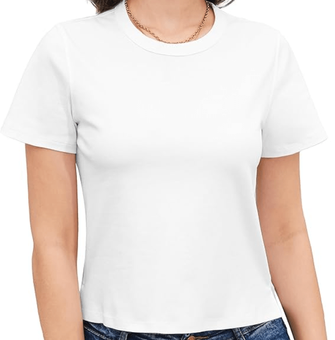 Stelle Women's Cotton T-Shirts Crewneck Short Sleeve Basic Tees Summer Casual Solid Crop Tops
